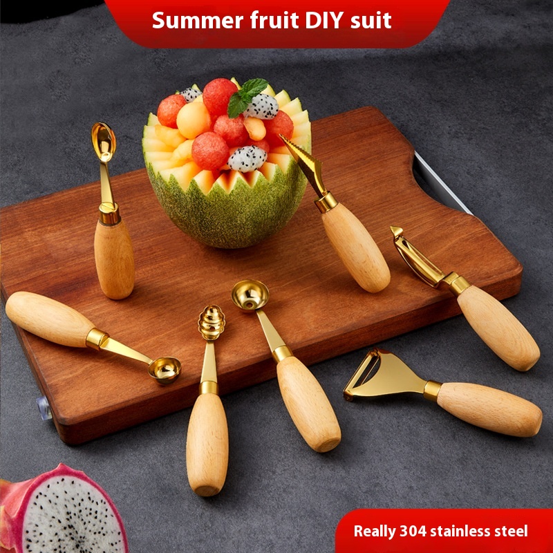 Fruit Baller Ice Cream Spoon Carving Knife Watermelon Spoon Tool304 Stainless Steel Peeler Baller Spoon