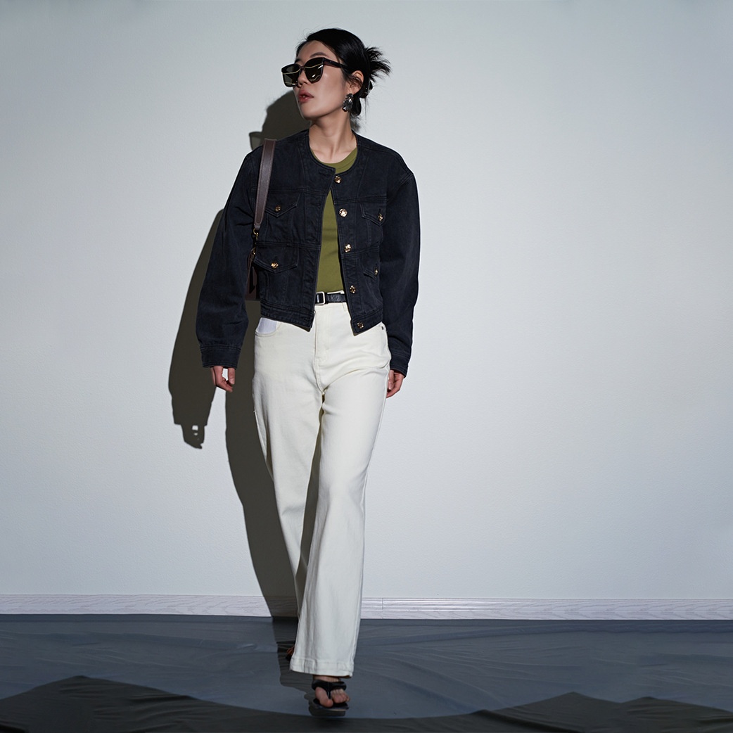 Magic*Chanel Style Wide Short Denim Jacket