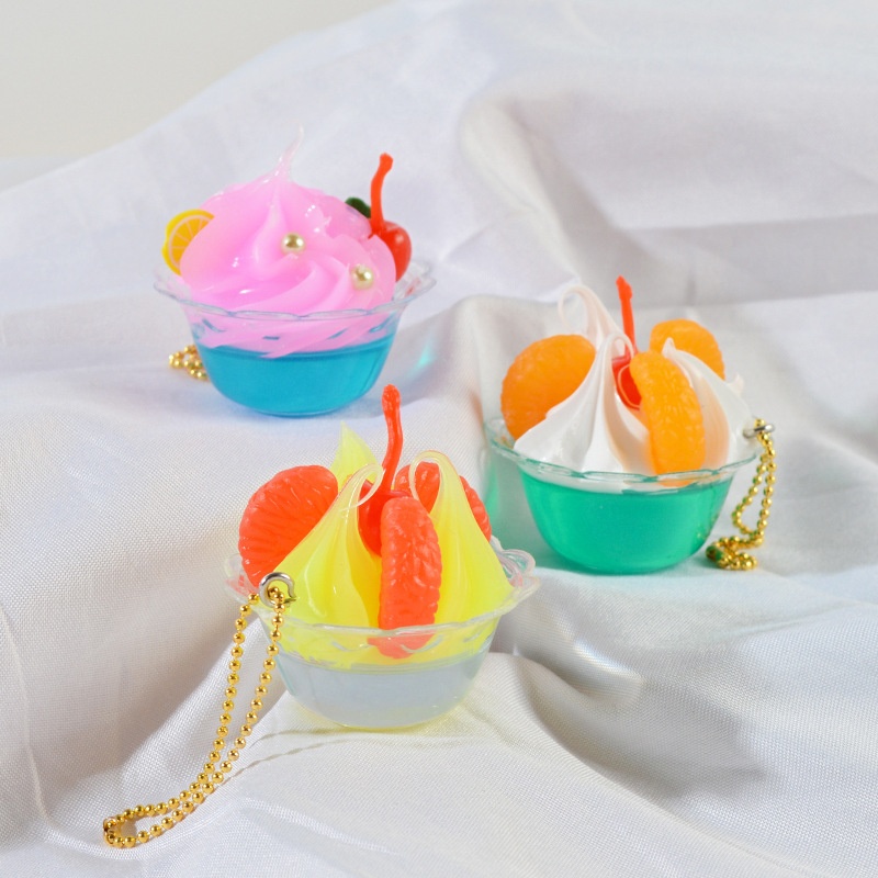 Simulation Mini Ice Cream Food Play Cup Pendant Creative Simulation Cream Sundae Mousse Cup Keychain Pendant