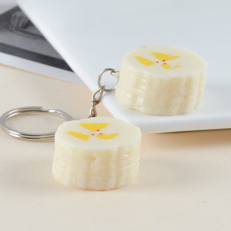 PVCSimulation Banana Cut Keychain Pendant Simulation Fruit Fake Banana Segment Model Simulation Food Play Ornaments