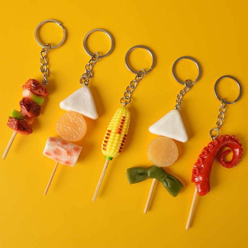 Strength Simulation Barbecue Skewer Toy Pendant Fun Simulation Food Barbecue Skewer Kanto Cooking Play Bag Pendant