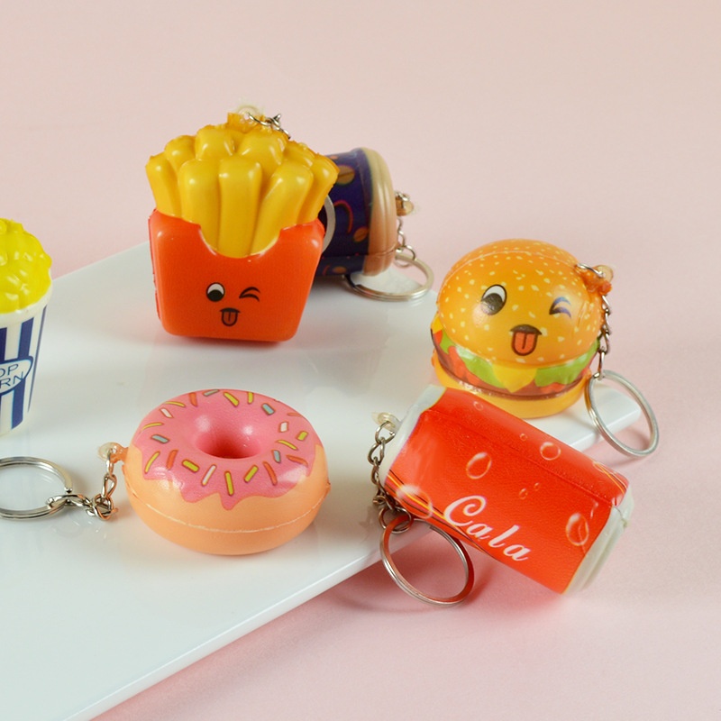 Squishy Slow Rebound Toy Simulation Hamburger Cola Donut Slow Rebound Pendant Gashapon Toy
