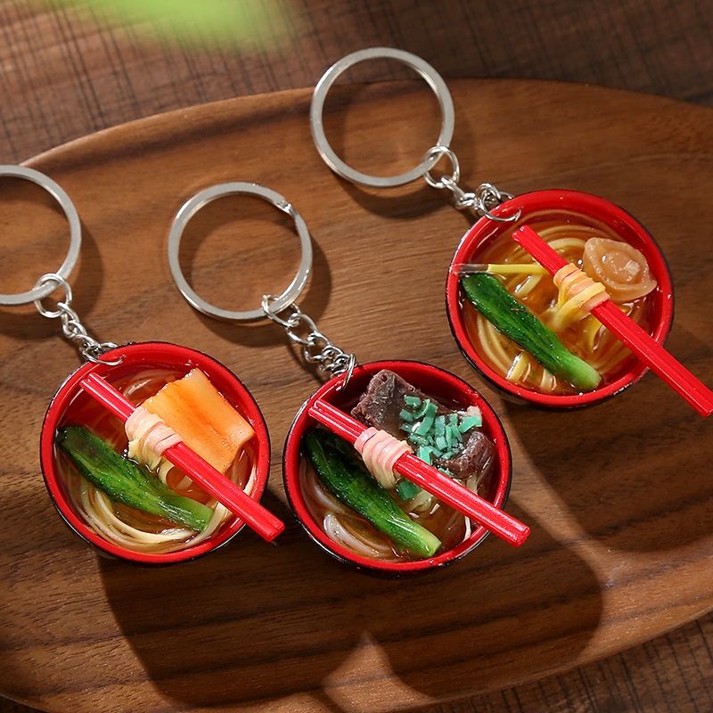 Simulation Food Food Model Fake Egg Pork Noodles PVCSimulation Three-dimensional Keychain Pendant