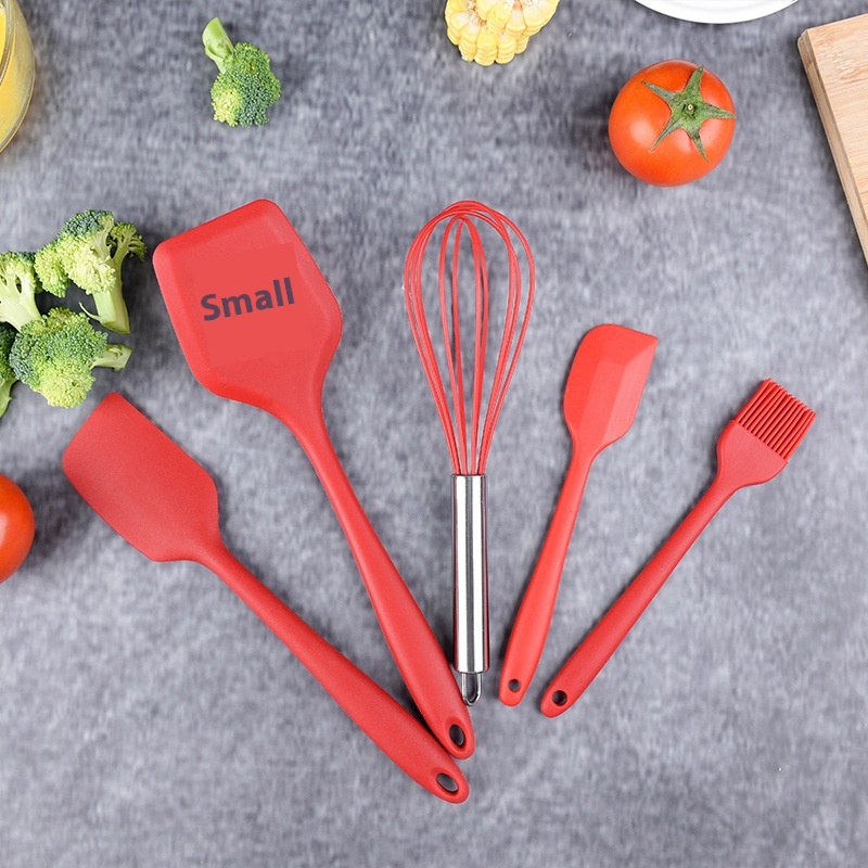 Silicone Kitchenware Baking Tools Food Clip Scraper Steak Frying Spatula Drain Spatula Gift Box Five-piece Baking Cooking