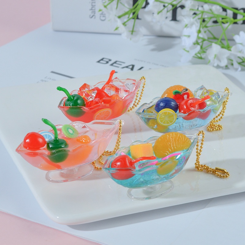 Simulated Fruit Dessert Pendant Sweet Style Simulated Iced Cherry Strawberry Food Play Fruit Tea Pendant