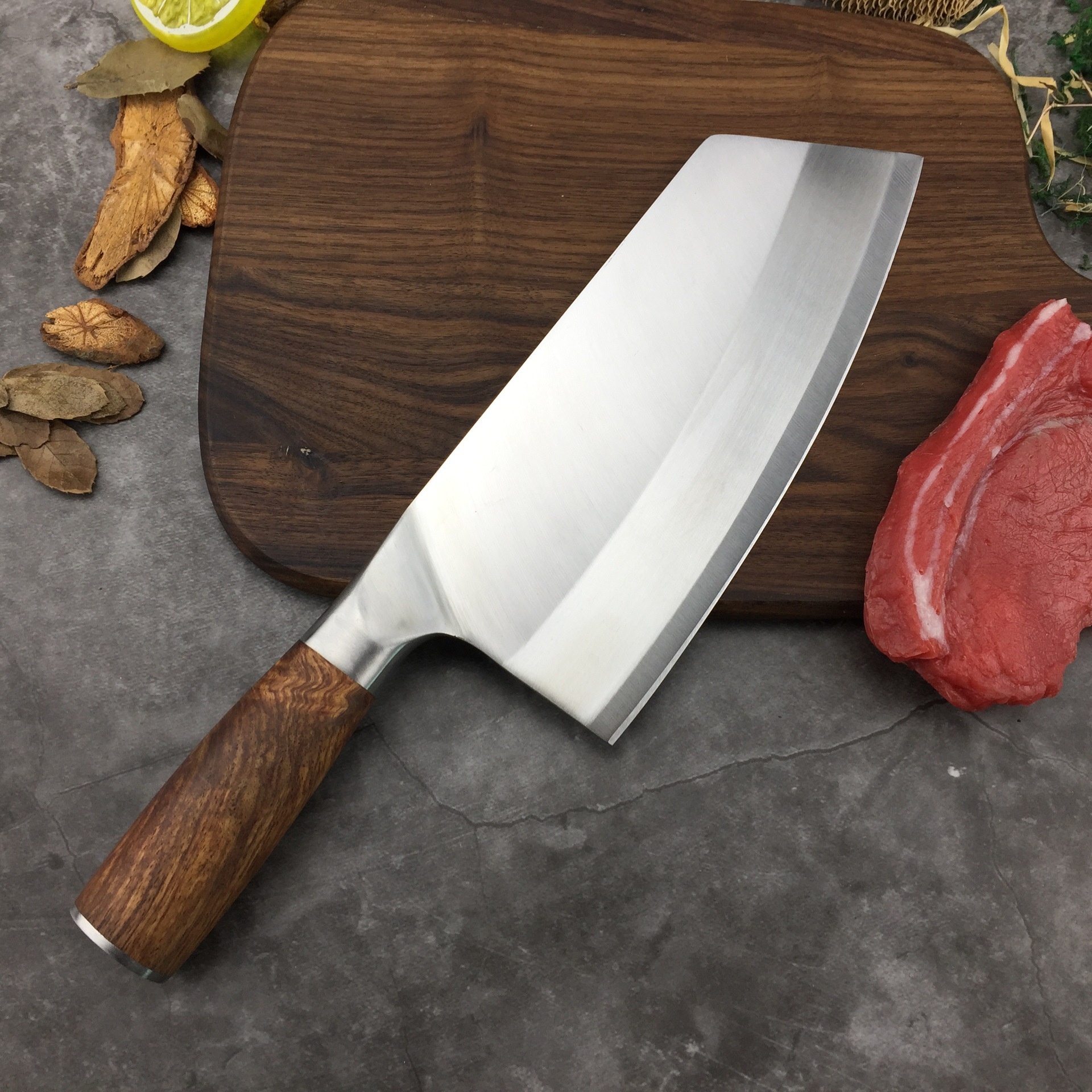 Kitchen Knife Rosewood Color Wooden Handle Hotel Kitchen Knife Chef Knife Composite Steel Meat Cutting Slicing Mulberry Knife