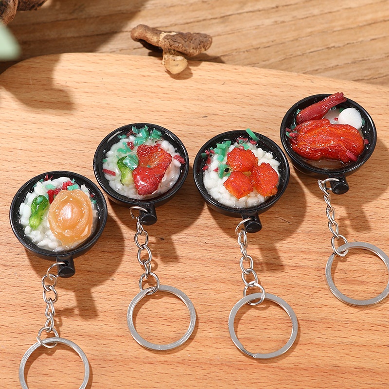 Simulation Food Model Small Casserole Hot Pot Keychain Pendant Soft PVCFood Play Model House Props