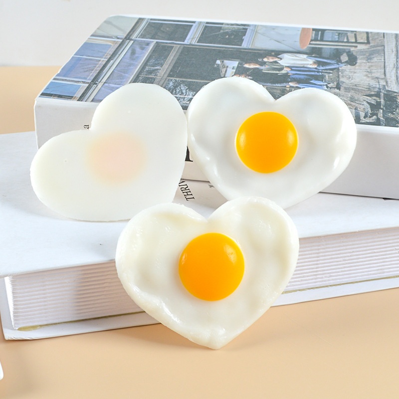 PVCSimulation Love Fried Egg Model Pendant Simulation Big Food Fried Egg Sunny Side Up Egg Keychain Pendant