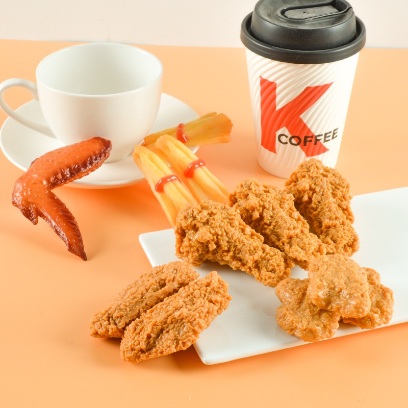 Simulation Fried Chicken Legs,Chicken Nuggets,French Fries,Family Bucket Set Meal,Fun Simulation Food,Fried Chicken Wings Keychain Pendant
