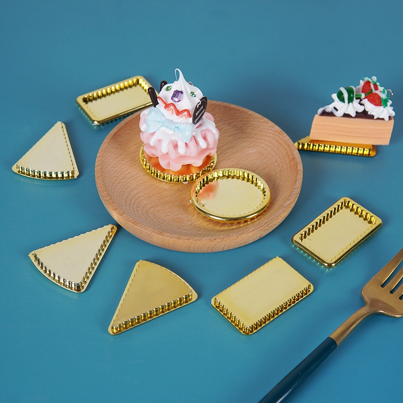 Simulation Mini Cake Base Gold Cake Plate Accessories DIYSimulation Food Play Dessert Plate Container