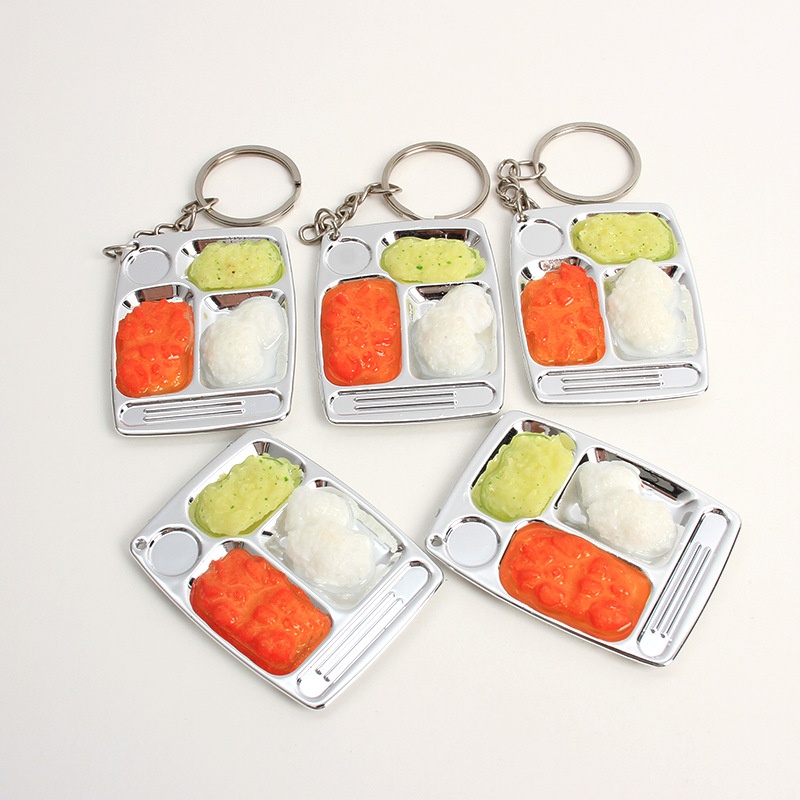 Miniature Food Play Fast Food Tray Props Creative Mini Food Play Pendant Simulation Tomato Scrambled Eggs Keychain Pendant
