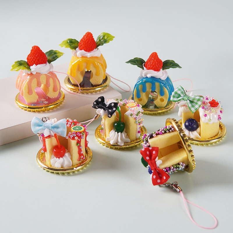 Simulation Of Mini Dessert Cake Food Pendant Healing Simulation Fruit Cake Mobile Phone Bag Small Pendant