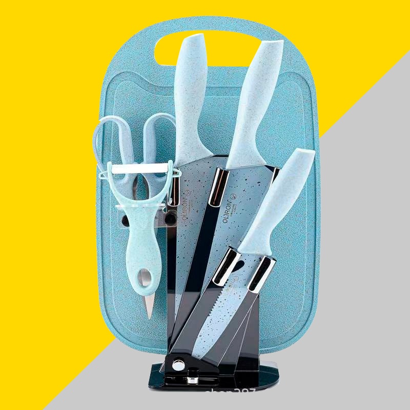 Colorful Knife Set Wheat Straw6-piece Set Stainless Steel Kitchen Knife Melon Planer Scissors Combination Gift Combination