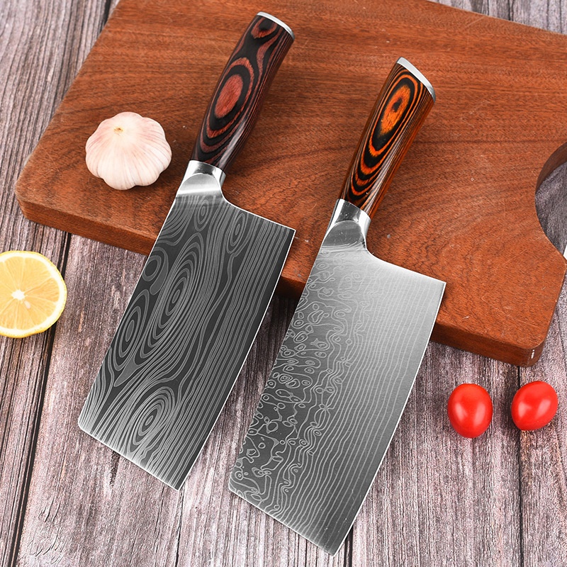 Damascus Pattern Slicing Knife Color Wooden Handle Kitchen Knife Chopping Knife Kitchen Knife Stainless Steel Slicing Knife