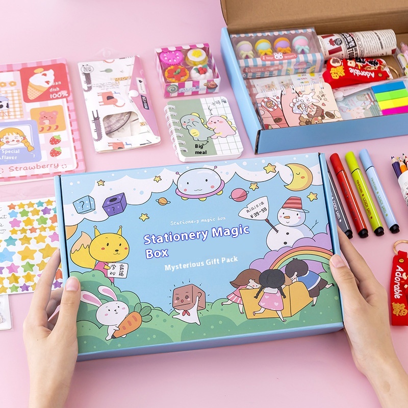 Stationery Set Learning Gift Box Gift Package Student Children's Box Children's Day Gift Birthday School Blind Box Cartoon