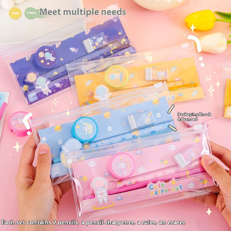 Children's Day Cartoon Pencil Case Pencil Bag Pencil Set Primary School Student Reward Set Kindergarten Prize Six-piece Set