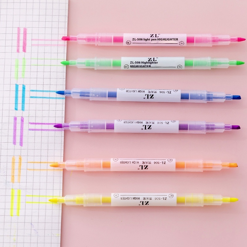 Double-headed Fluorescent Pen Light Color Students Use Markers To Mark Key Points For Note-taking Vibrato Same Marker Pen Color Pen