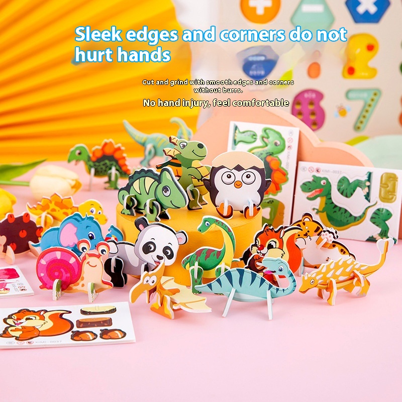 Children's Paper Dinosaur3 DPuzzle Cute Cartoon Dinosaur Shaped3 DPuzzle Toy Accessories Gift