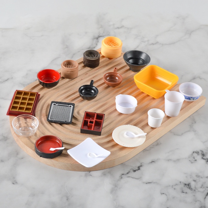 Simulation Blue And White Bowl Plate Steamer Model Accessories Handmade DIYSoft Clay Utensils