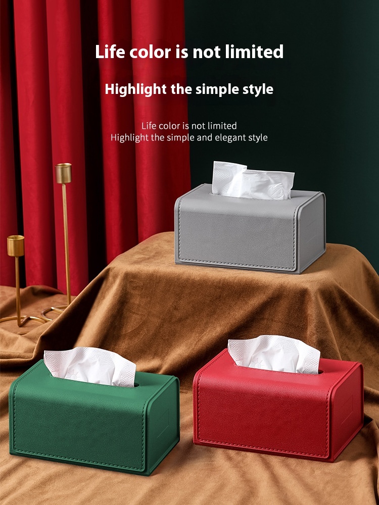High-end Paper Box Home Living Room Coffee Table Restaurant Bathroom Creative Leather Pattern Simple Light Luxury Storage Tissue Box