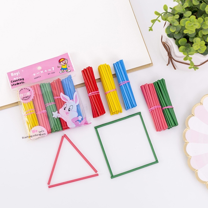 Bag Color Counting Sticks Math Sticks Multifunctional Geometric Round Sticks Teaching Aids Counting Sticks Game