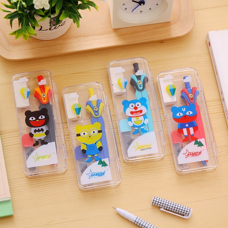 Creative And Simple Compass Set Metal Material Cute Cartoon Animal Pattern Fresh And Natural Learning Stationery