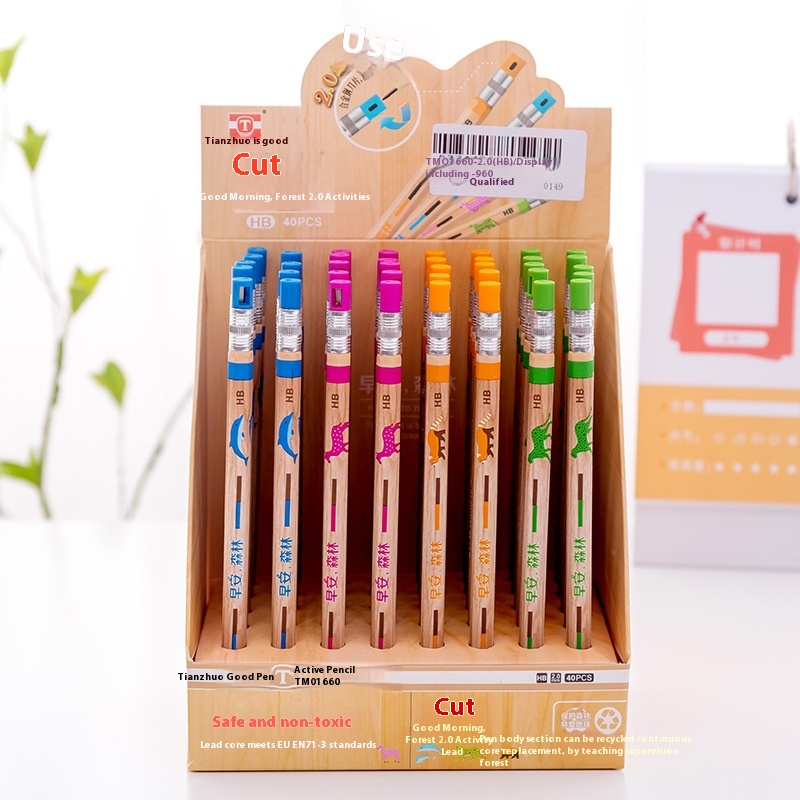 Tianzhuo TM01660 Ultra-thick Writing Continuous Children's Environmentally Friendly Pencil With Pencil Sharpener2.0 Automatic Pencil
