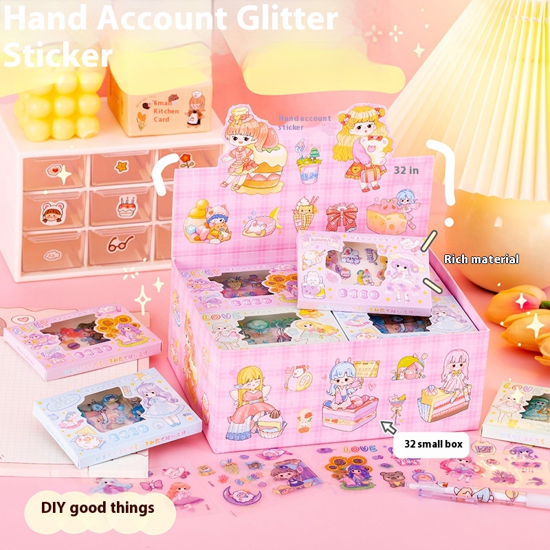 Xufeng Handbook Sticker Box Set Frosted Waterproof Stickers Cute Gift Box Water Cup Stickers Decorative Stickers