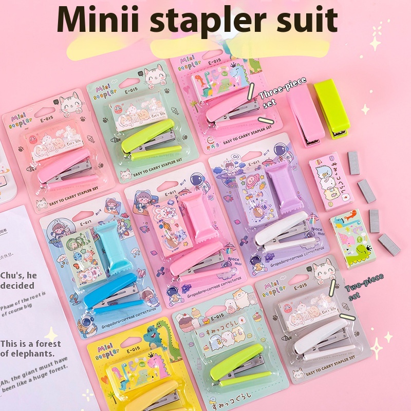 Mini Portable Cute Stapler Set Student Stapler Binding Student Stationery Girly