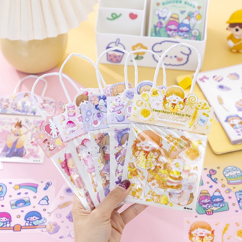 Cartoon Stickers,Portable Notebook Stickers,Handbags,Gold-stamped Frosted Girl Gift Box,Postcards,Water Cup Stickers