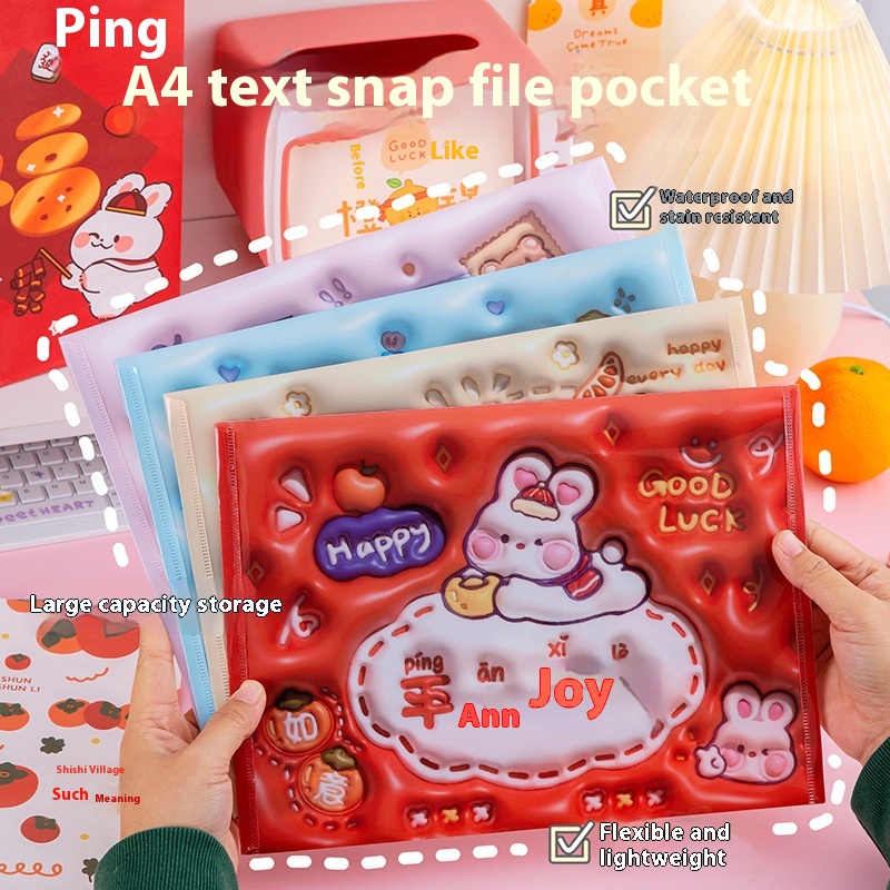 Cartoon3 DHigh Value Stylepirational Text A4 File Bag Study Test Paper Information Bag Student Stationery Pencil Bag