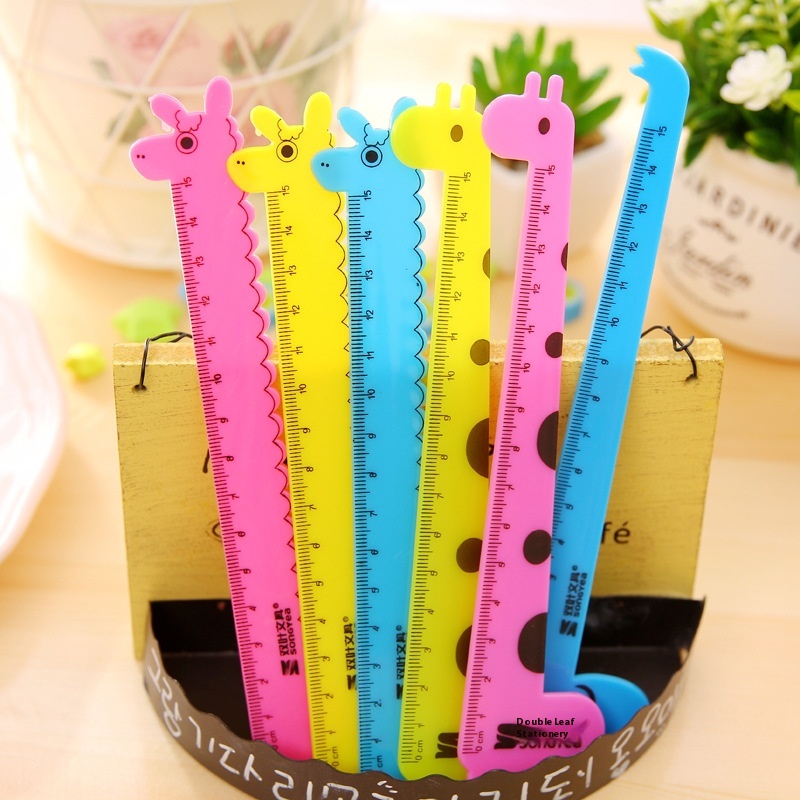 Giraffe Ruler Ruler Cartoon Animal Cute15 Cm Plastic Ruler Stationery Prize T