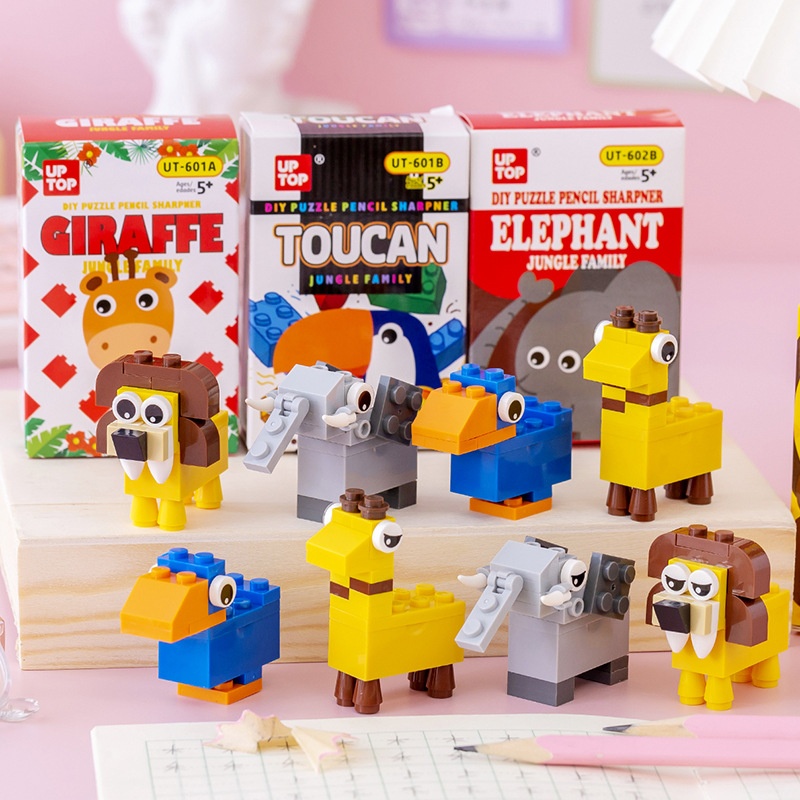 Elementary School Students Assembled Pencil Sharpener Building Blocks Pencil Sharpener Kindergarten Prize Gift Stationery Mini Pencil Sharpener T