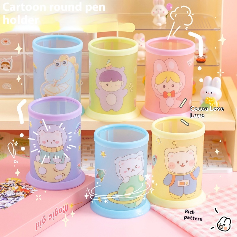 Cute Cartoon Pen Holder Girls DIYLarge Capacity Pen Barrel Japanese Creative Student Office Stationery Storage Box T