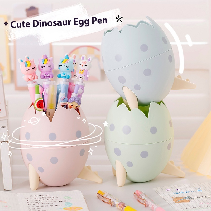 Cute Dinosaur Egg Pen Holder Fashionable Ornaments Storage Student Creative Desktop Storage Office Stationery Large Capacity T