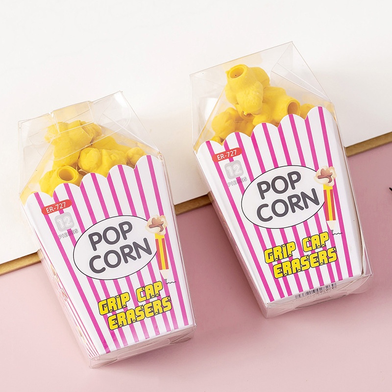 Cartoon Eraser Elementary School Students Creative Popcorn Kindergarten Stationery Prize Small Gift Children Like Leather Eraser T
