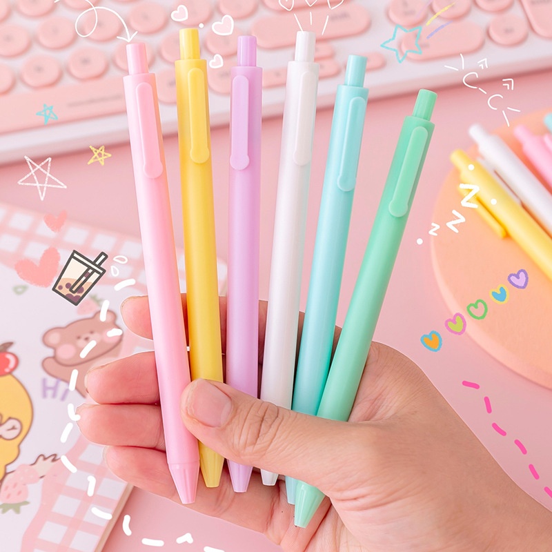 Internet Celebrity Isn't Innovative Pure Color Small Fresh Neutral Pen Student Stationery Gift Push Water Pen Macaron Color Series