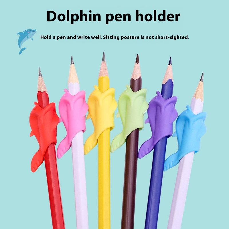 Direct Sale Silicone Dolphin Pen Holder Children's Student Writing Pen Holder Corrector Primary School Student Pen Holder