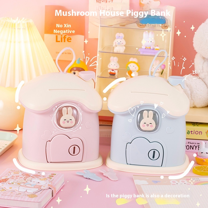 Children's Piggy Bank Handmade DIYMushroom Advanced Children's Girl Piggy Bank Can Be Deposited And Withdrawn Savings T