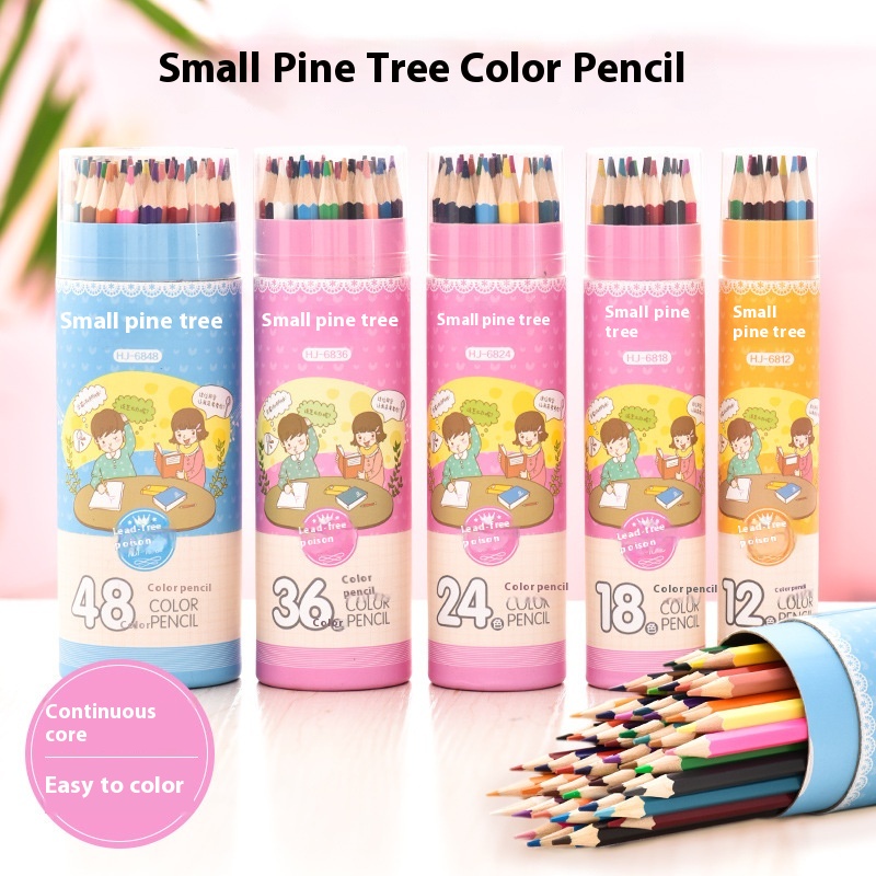Cartoon Colored Pencil Tube12 Colors24 Colors36 Color Pencil Set Graffiti Drawing Colored Lead T