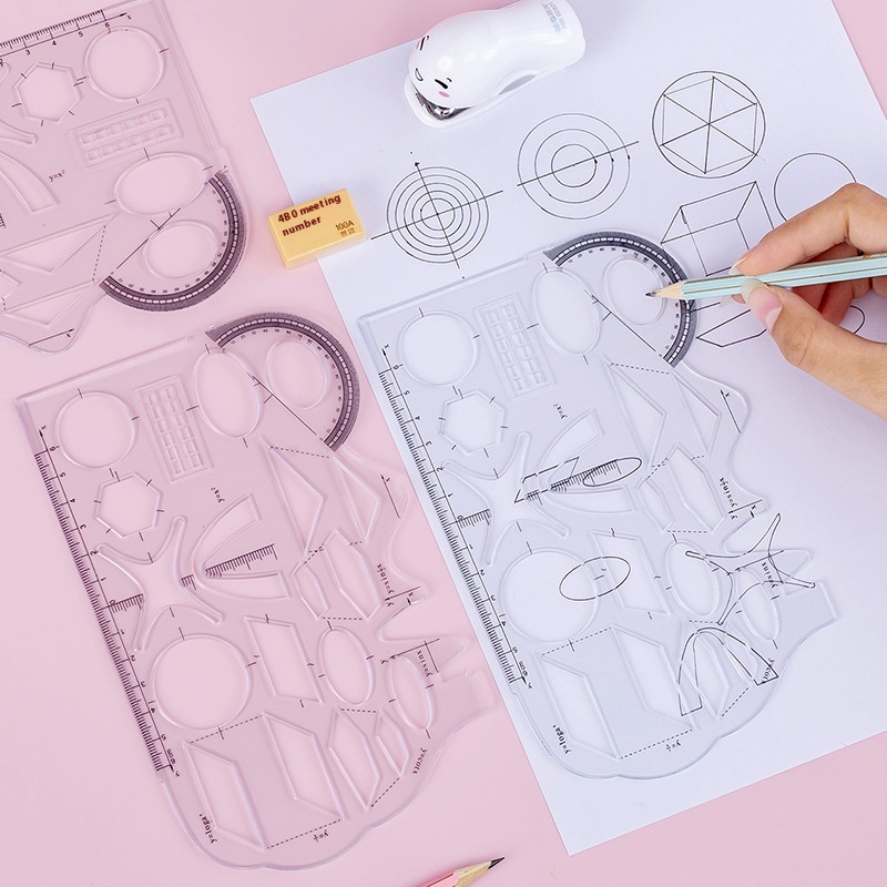 Multifunctional Ruler Geometry Function Drawing Ruler Elephant Junior High School Mathematics Drawing Ruler Ellipse Ruler Student Stationery T
