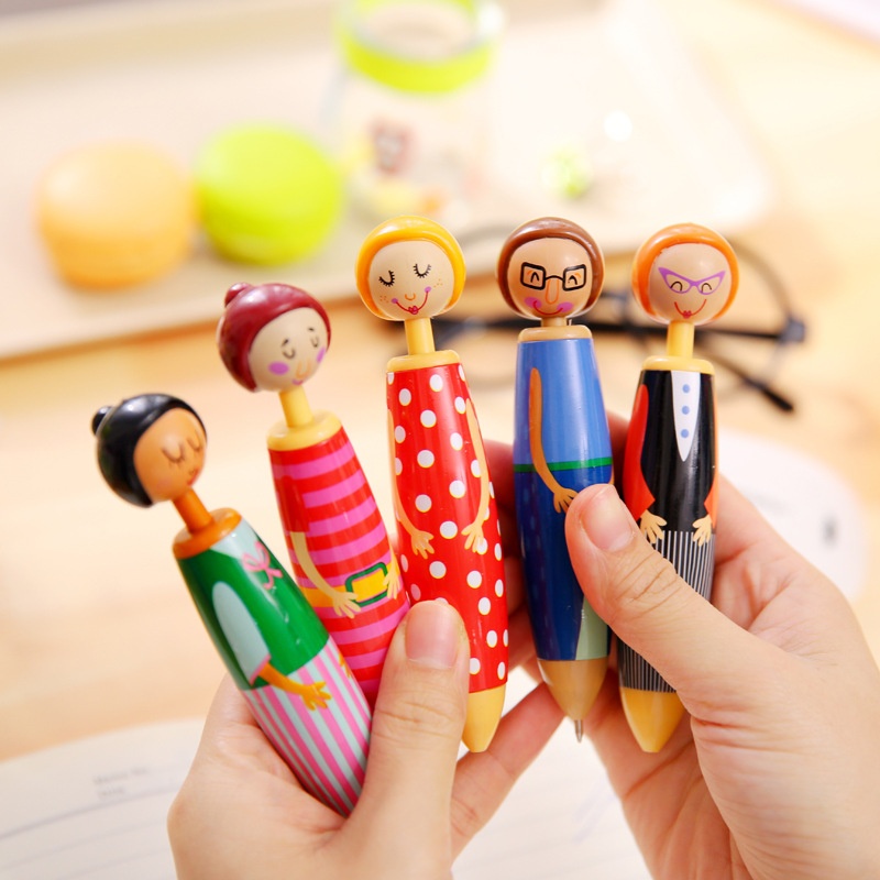 YZ029 Japanese And Korean Stationery Cartoon Ballpoint Pen Doll Pen Advertising Pen Student Ballpoint Pen