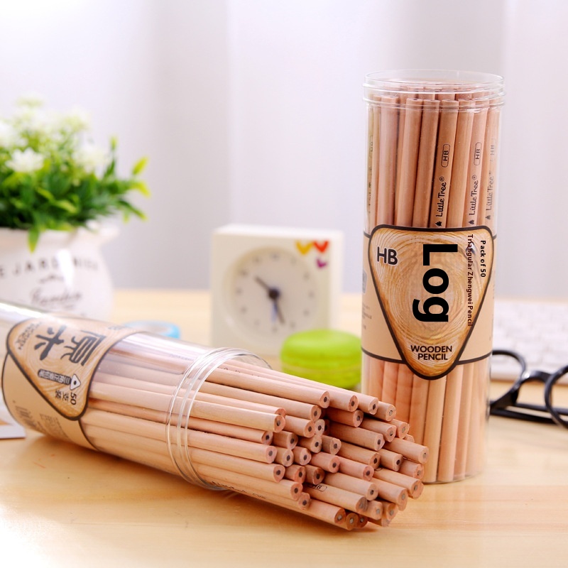 Xufeng QB07 Original Wood Pencil Mahogany Triangle Hexagonal Wood Pencil Rod50 Pieces Barrel HBPencil Batch