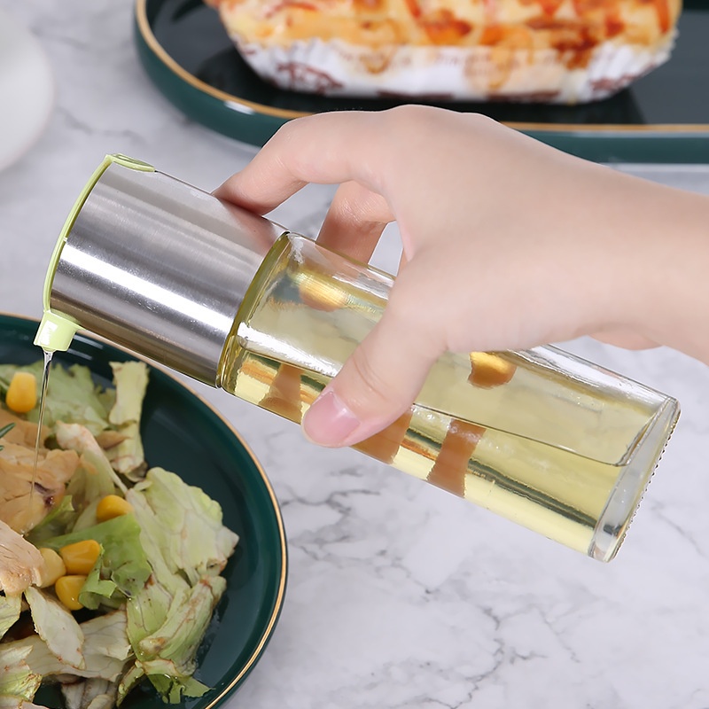 Stainless Steel Small Glass Oil Bottle Seasoning Oil Control Tank Kitchen Household Oil Pot Sesame Oil Vinegar Soy Sauce Leak-proof Supplies Germany