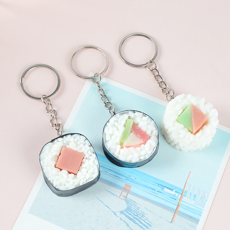 PVCSimulation Food Model Pendant Japanese Simulation Sushi Rice Ball School Bag Keychain Small Pendant Food Play Model
