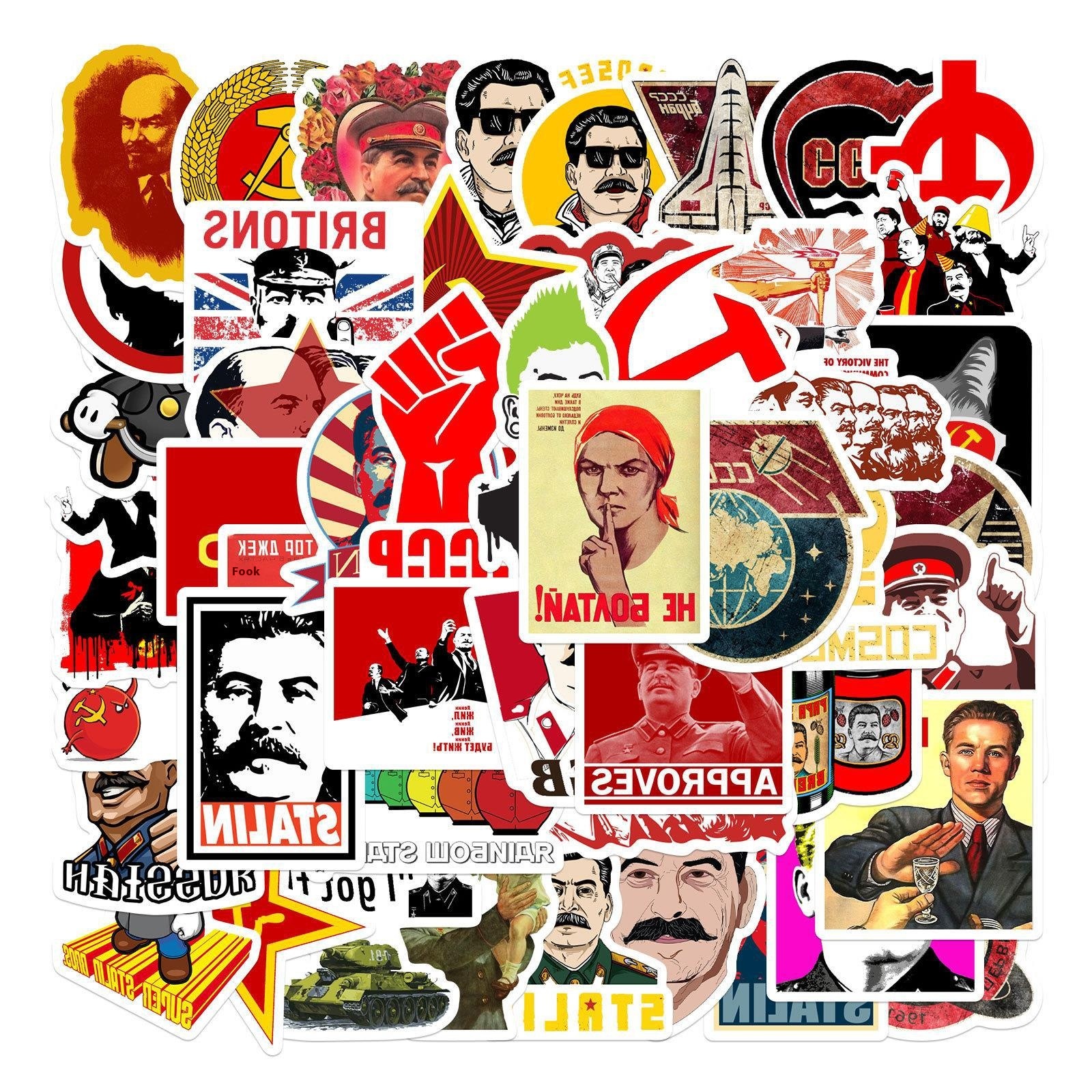 50 Pieces Of Soviet Russian Guitar Graffiti Suitcase Stickers