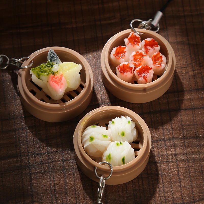 Environmentally Friendly ABSSimulation Dessert Buns Steamed Buns Keychain Pendant Creative Gift Kindergarten Cognitive Props