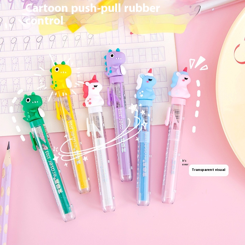Push-pull Eraser With Cute Cartoon Shape,Replaceable Refill,High-value Primary School Students Writing And Modifying Eraser Gift