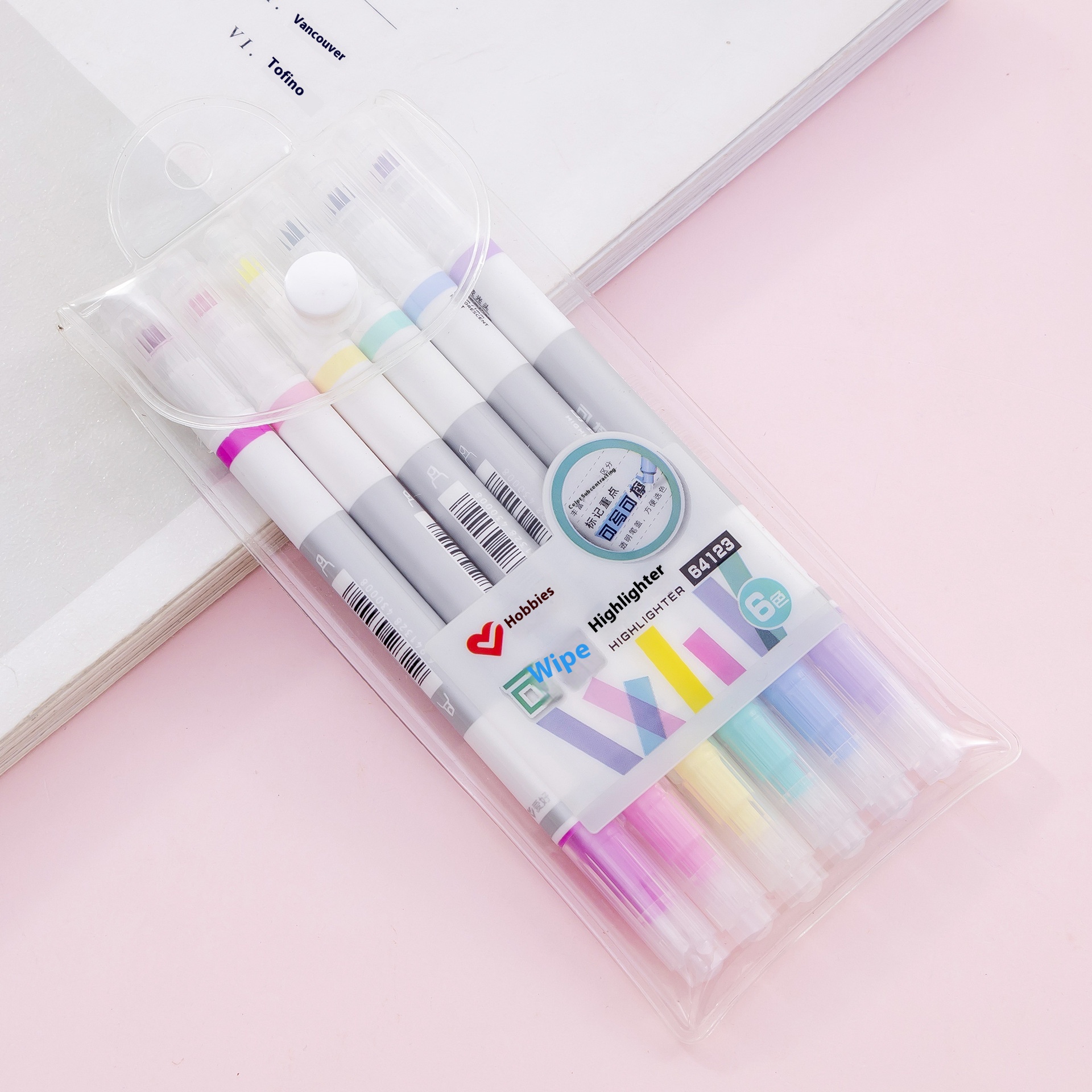 Erasable Fluorescent Double-headed Marker For Students To Use Light-colored Press-to-press Markers To Roughly Mark Key Points And Take Notes