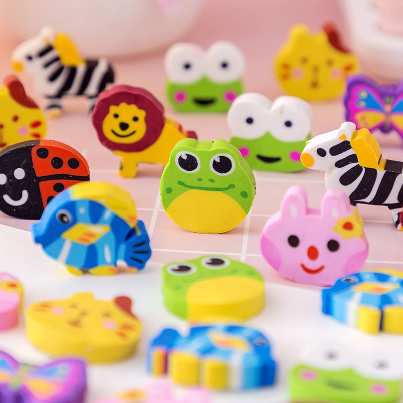 Children's Eraser Cartoon Animal Shape Eraser Primary School Student Learning Supplies Kindergarten Prize50 Pack T
